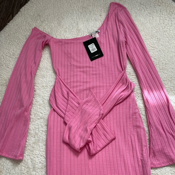 Hot Pink One Shoulder Mini Dress - Picture 2 of 4